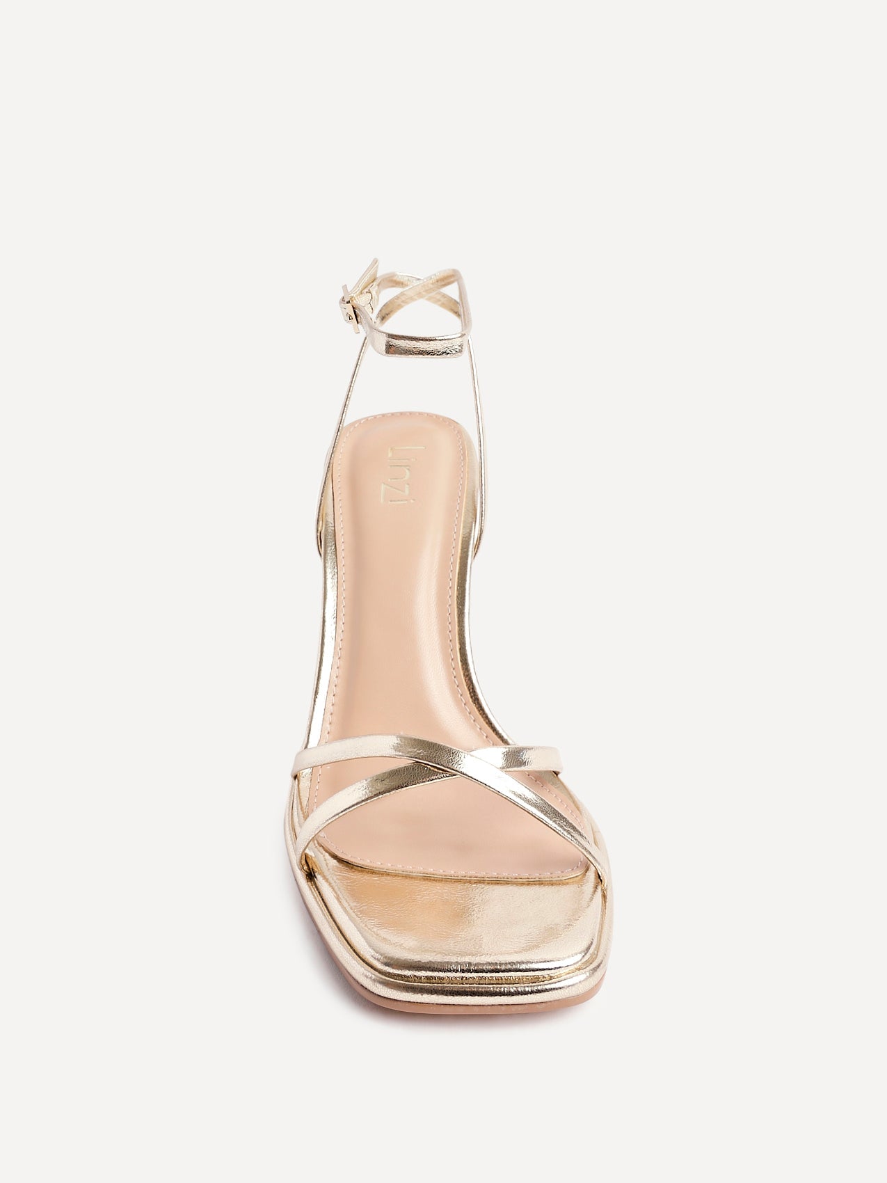 Verve Gold Faux Leather Crossover Stiletto Heel