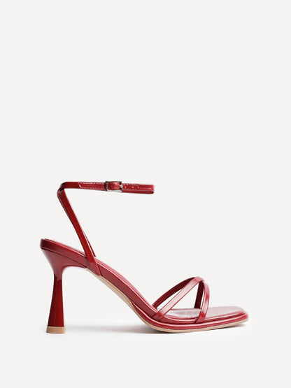 Verve Red Faux Leather Crossover Stiletto Heel