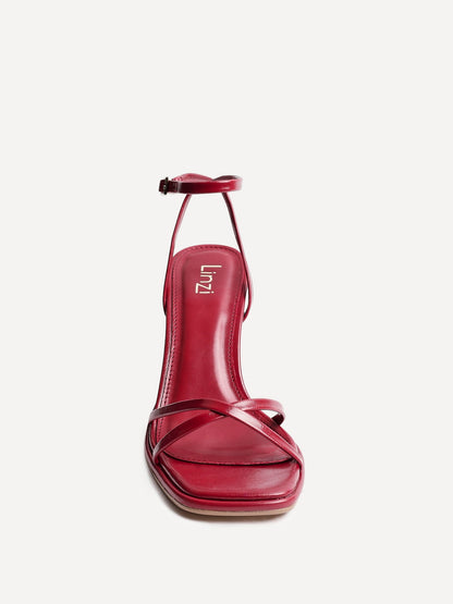 Verve Red Faux Leather Crossover Stiletto Heel