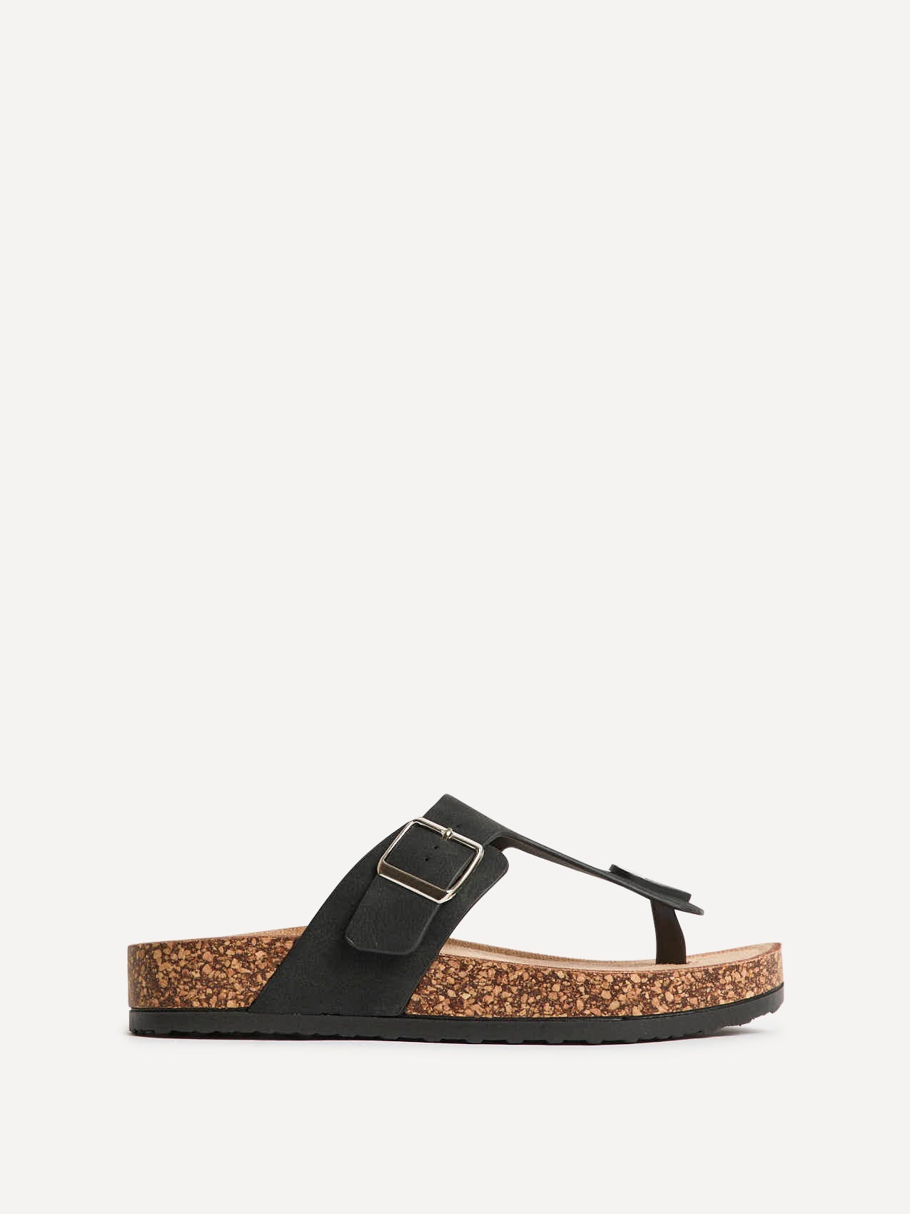 View Black Soft Footbed Flat Sandals