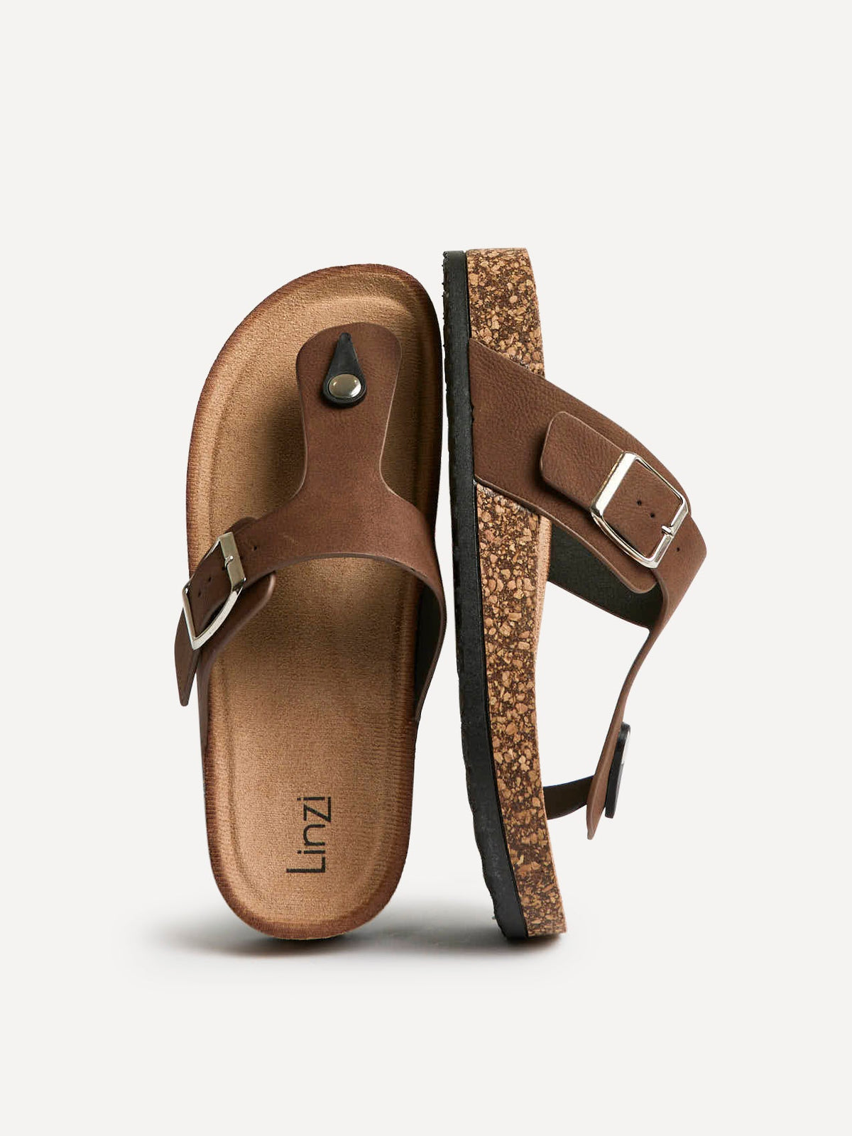 View Brown Soft Footbed Flat Sandals