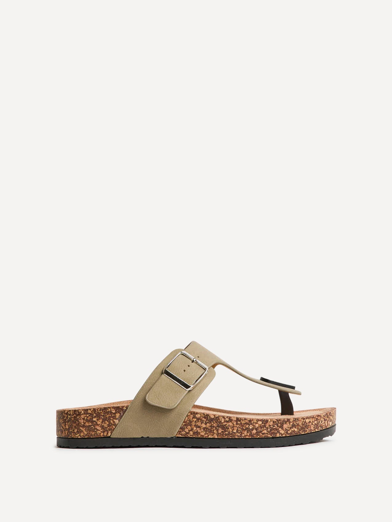 View Taupe Soft Footbed Flat Sandals