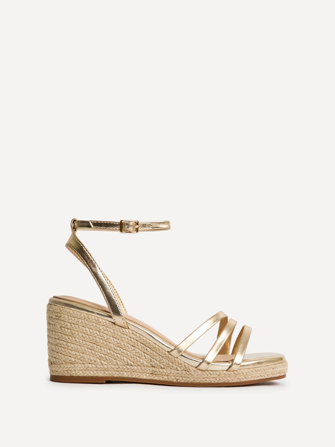 Virtue Gold Faux Leather Espadrille Wedge