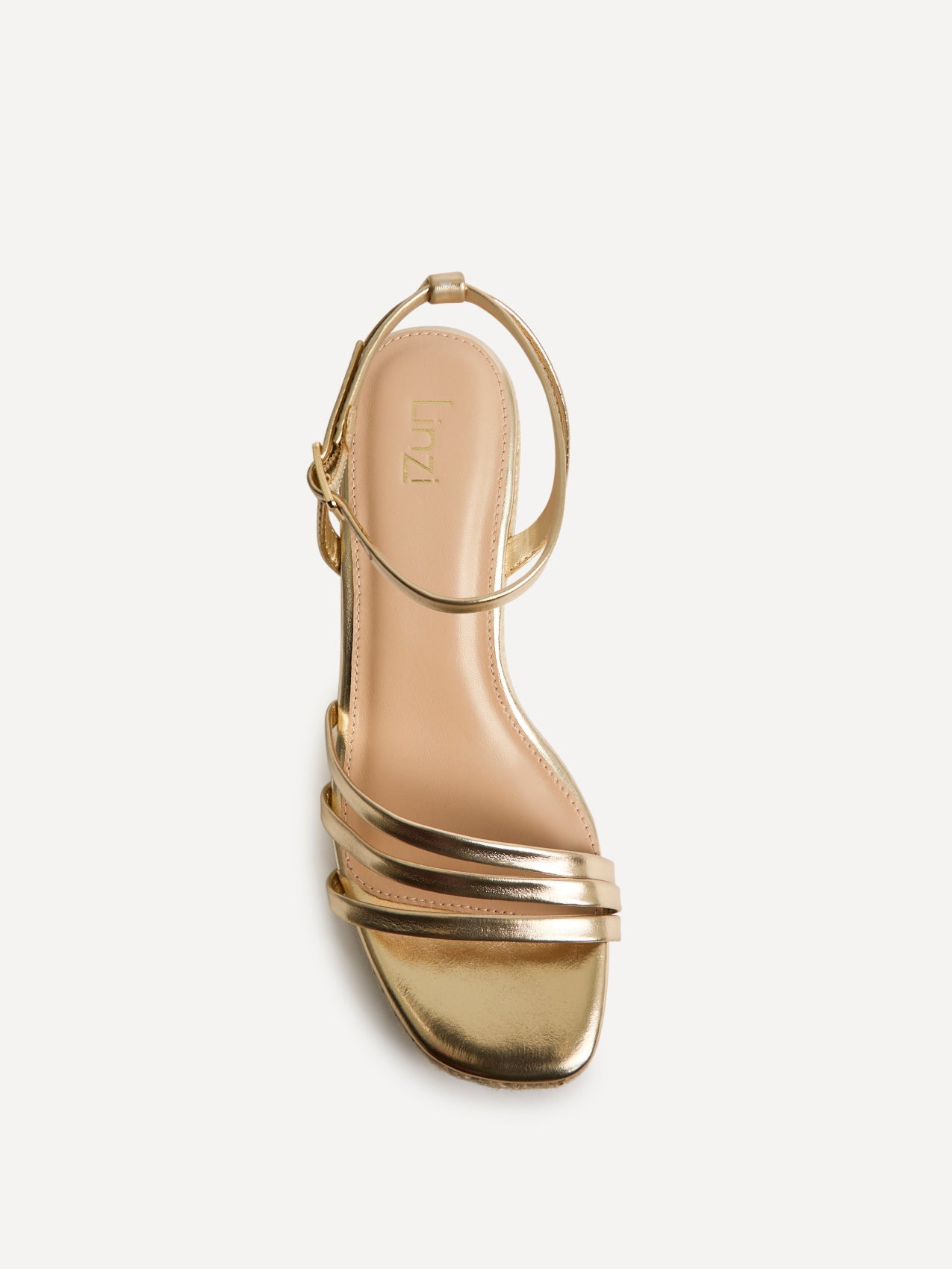 Virtue Gold Faux Leather Espadrille Wedge