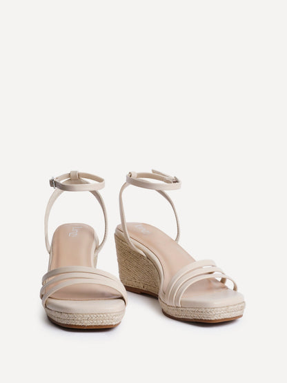 Virtue Nude Faux Leather Espadrille Wedge