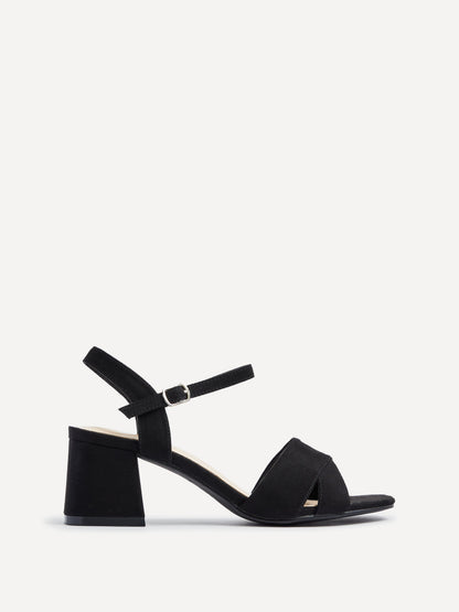 Vivian Wide Fit Black Block Heel Sandals