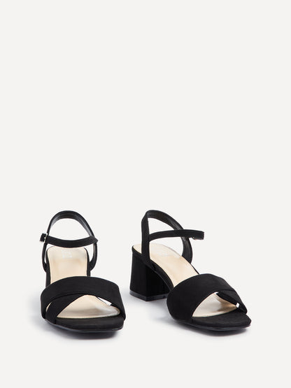 Vivian Wide Fit Black Block Heel Sandals