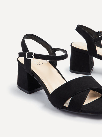 Vivian Wide Fit Black Block Heel Sandals