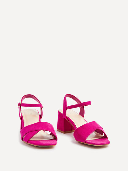 Vivian Wide Fit Pink Block Heel Sandals