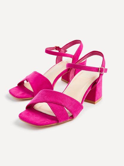 Vivian Wide Fit Pink Block Heel Sandals