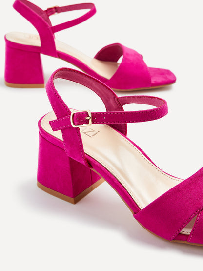 Vivian Wide Fit Pink Block Heel Sandals