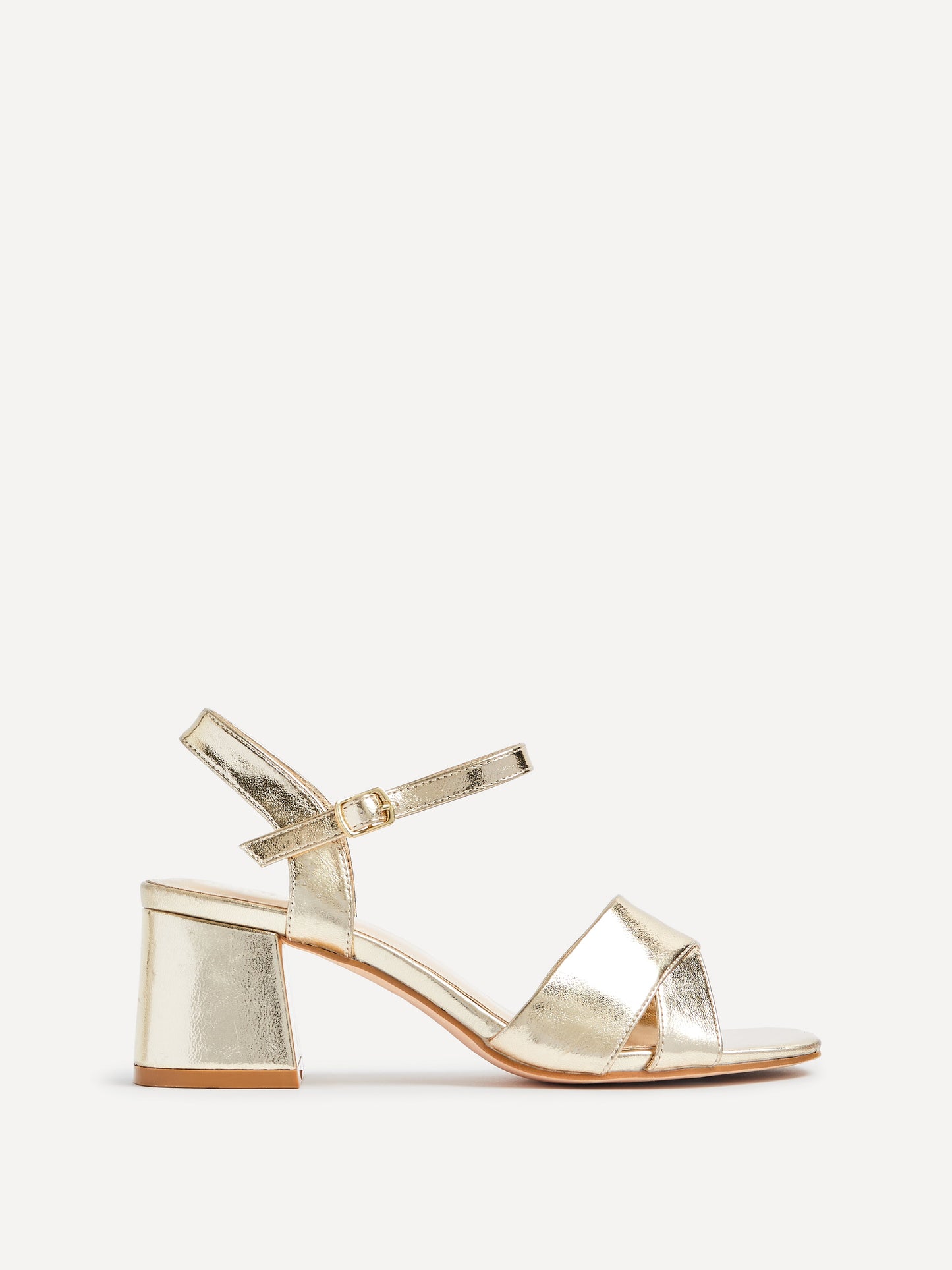 Vivian Wide Fit Gold Block Heel Sandals