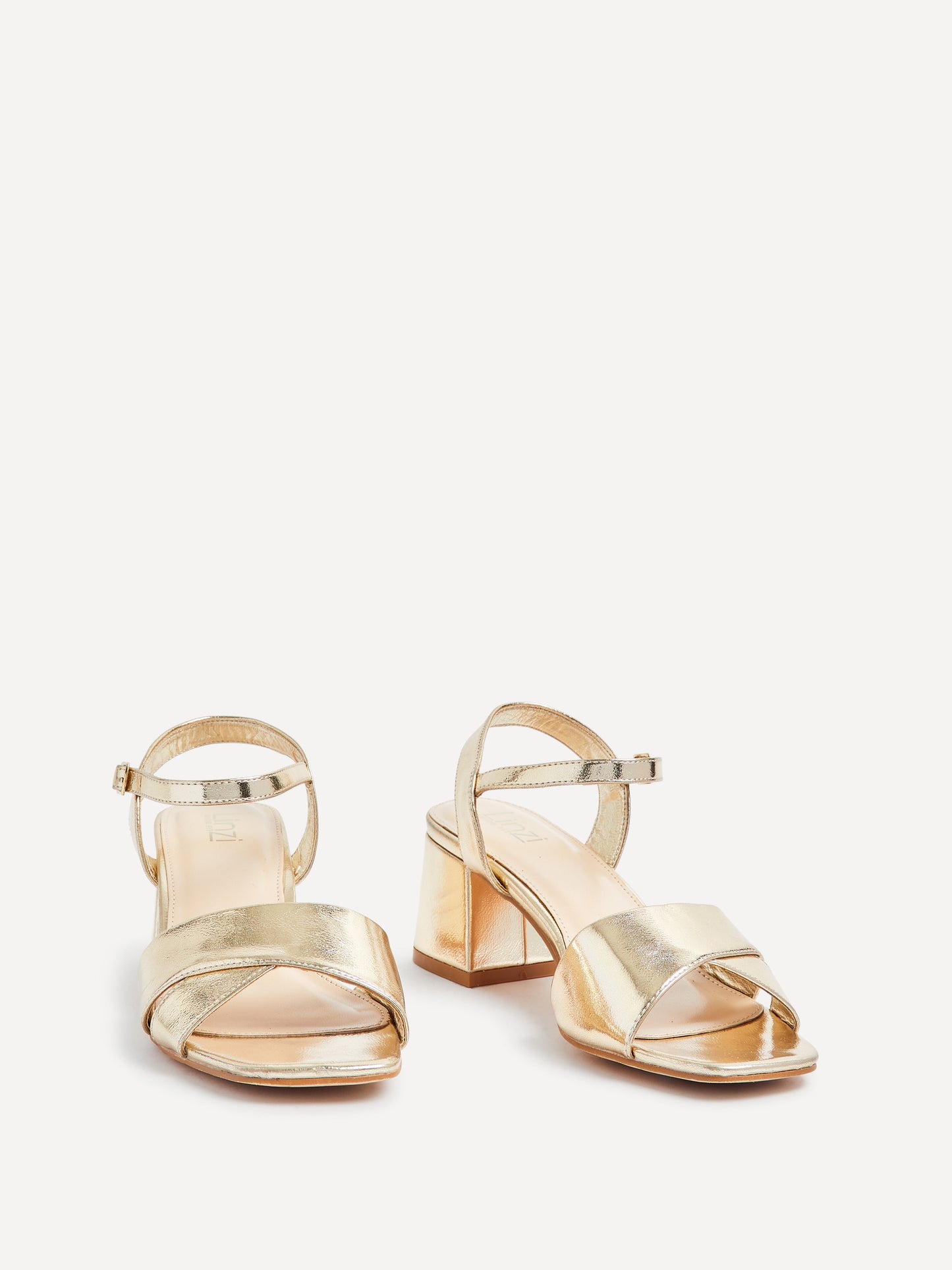Vivian Wide Fit Gold Block Heel Sandals