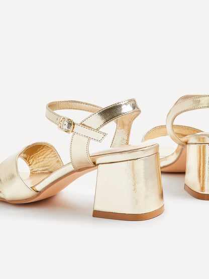 Vivian Wide Fit Gold Block Heel Sandals