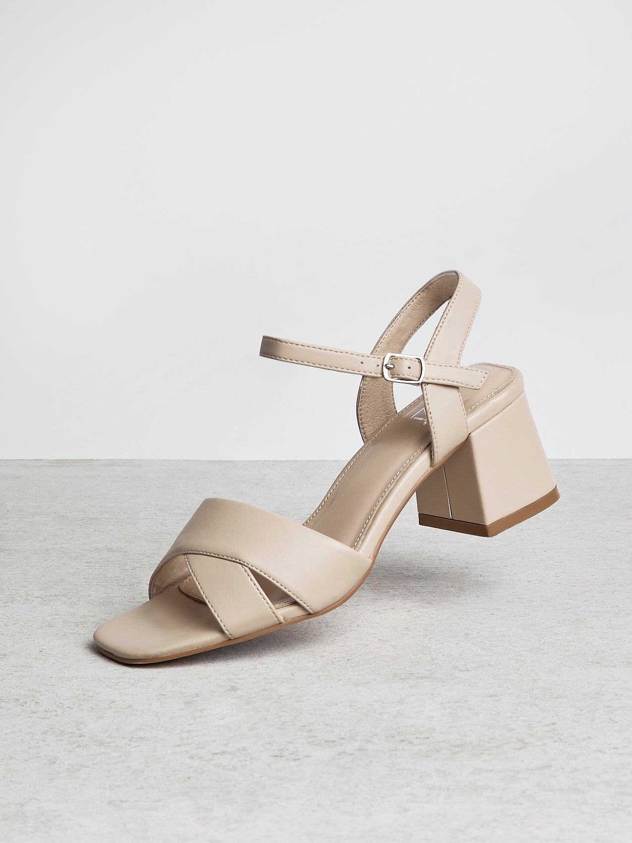 Vivian Wide Fit Nude Block Heel Sandals