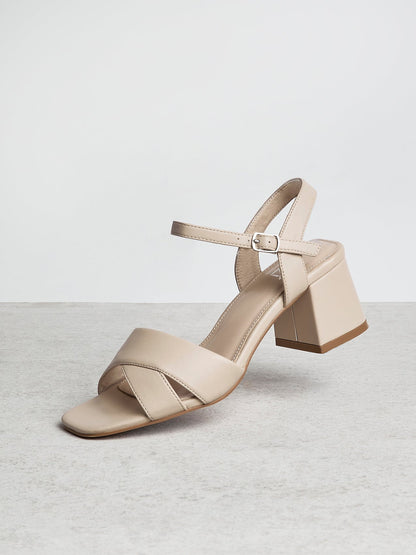 Vivian Wide Fit Nude Block Heel Sandals