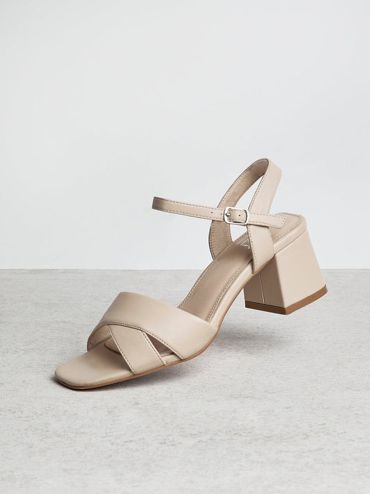 Vivian Wide Fit Nude Block Heel Sandals