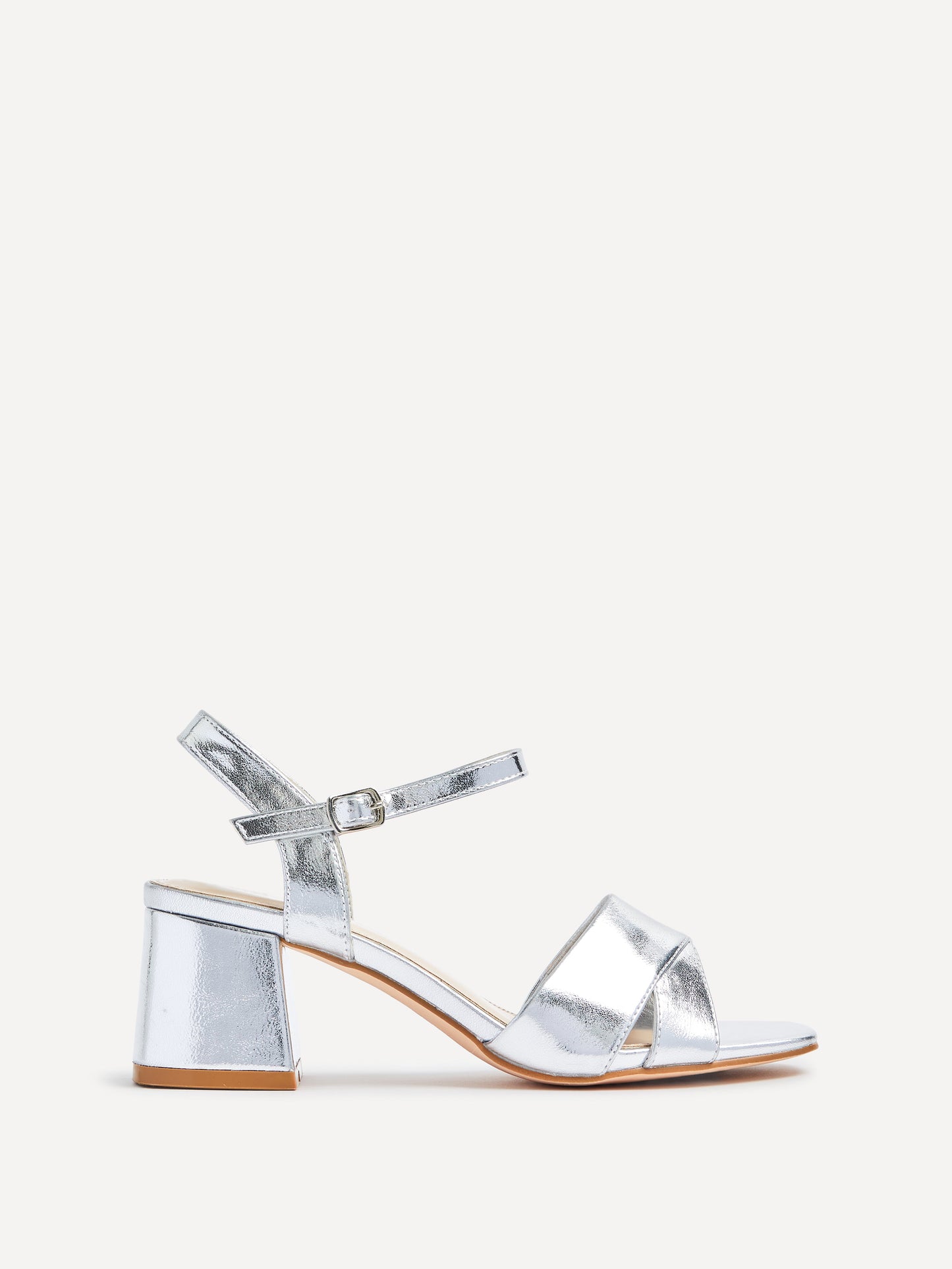 Vivian Wide Fit Silver Block Heel Sandals