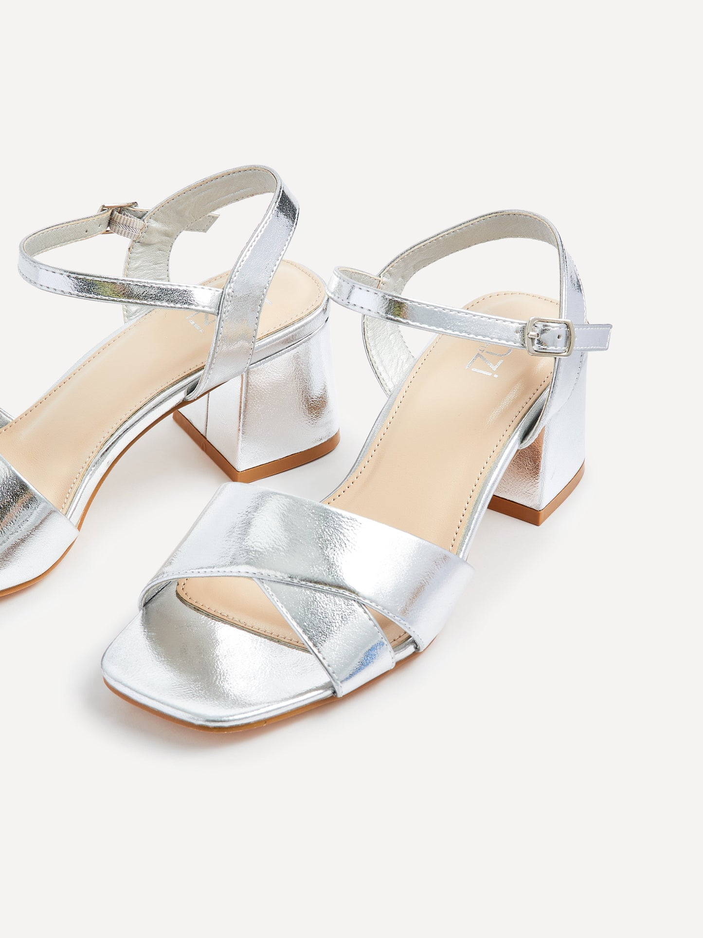 Vivian Wide Fit Silver Block Heel Sandals