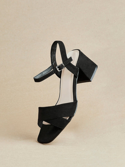 Vivian Wide Fit Black Block Heel Sandals