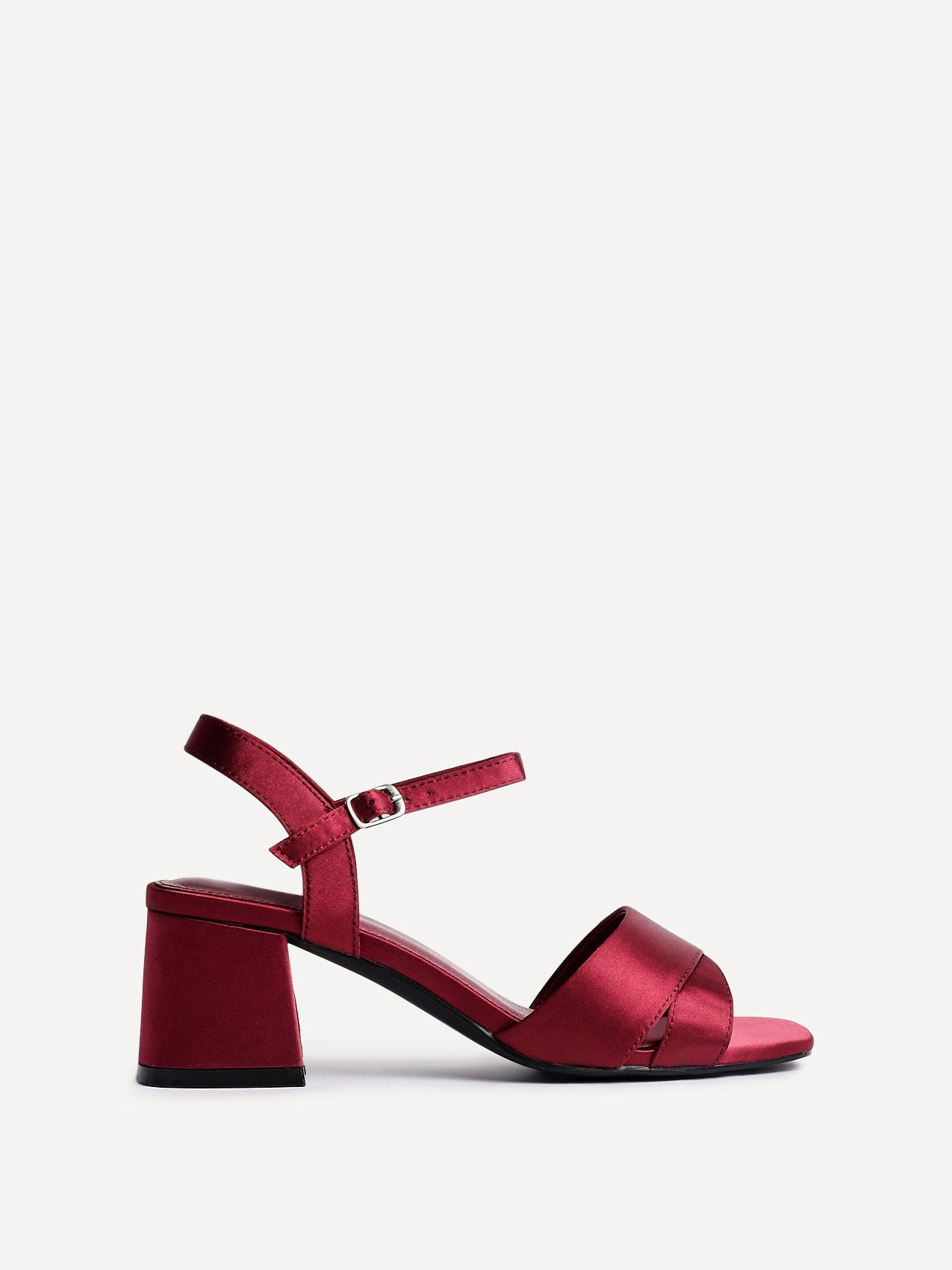 Vivian Wide Fit Burgundy Block Heel Sandals