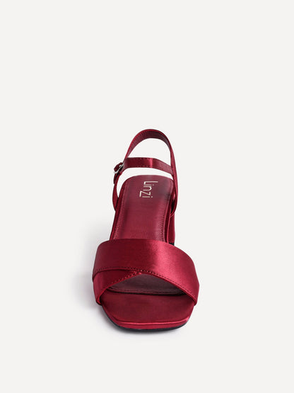 Vivian Wide Fit Burgundy Block Heel Sandals