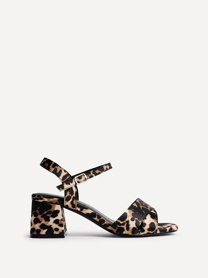 Vivian Wide Fit Leopard Block Heel Sandals