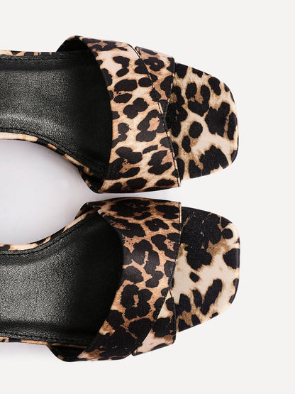 Vivian Wide Fit Leopard Block Heel Sandals
