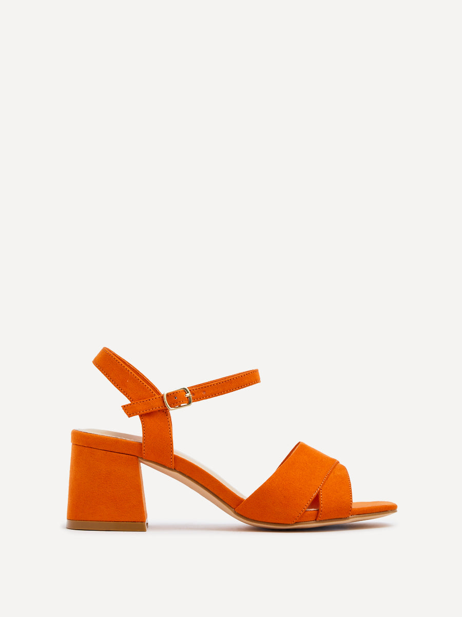 Vivian Wide Fit Orange Block Heel Sandals