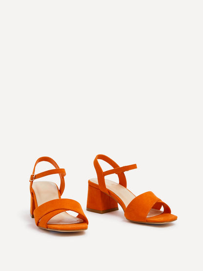 Vivian Wide Fit Orange Block Heel Sandals