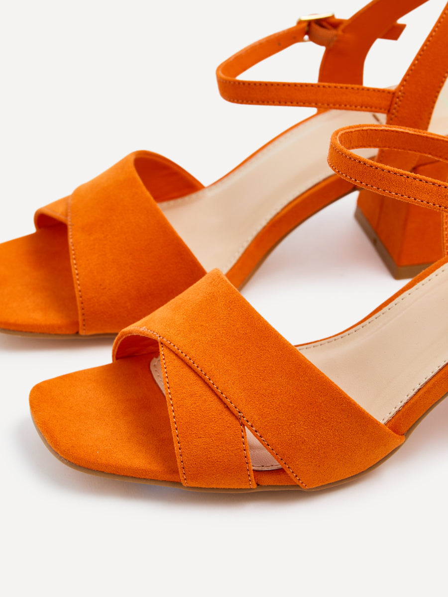 Vivian Wide Fit Orange Block Heel Sandals