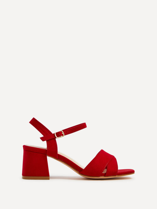 Vivian Wide Fit Red Block Heel Sandals