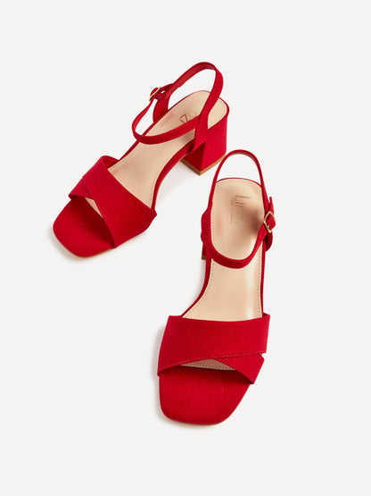 Vivian Wide Fit Red Block Heel Sandals