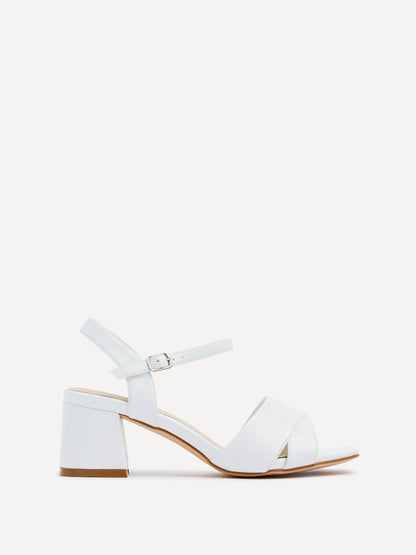 Vivian Wide Fit White Block Heel Sandals
