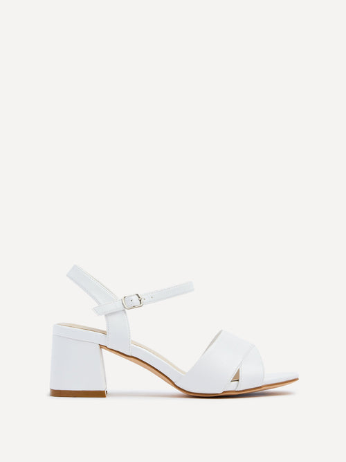 Vivian Wide Fit White Block Heel Sandals