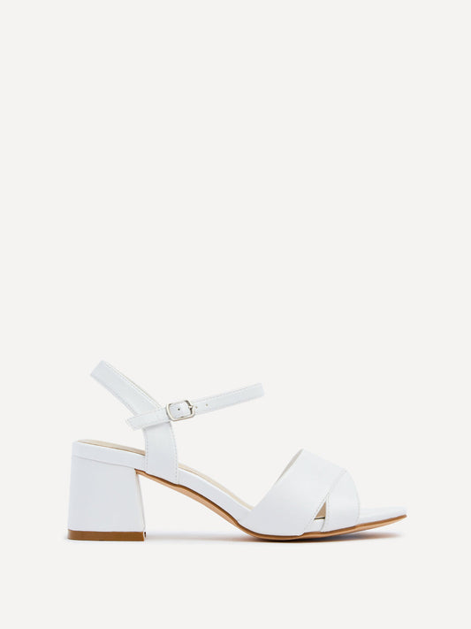 Vivian Wide Fit White Block Heel Sandals