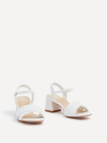 Vivian Wide Fit White Block Heel Sandals
