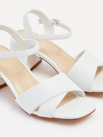 Vivian Wide Fit White Block Heel Sandals
