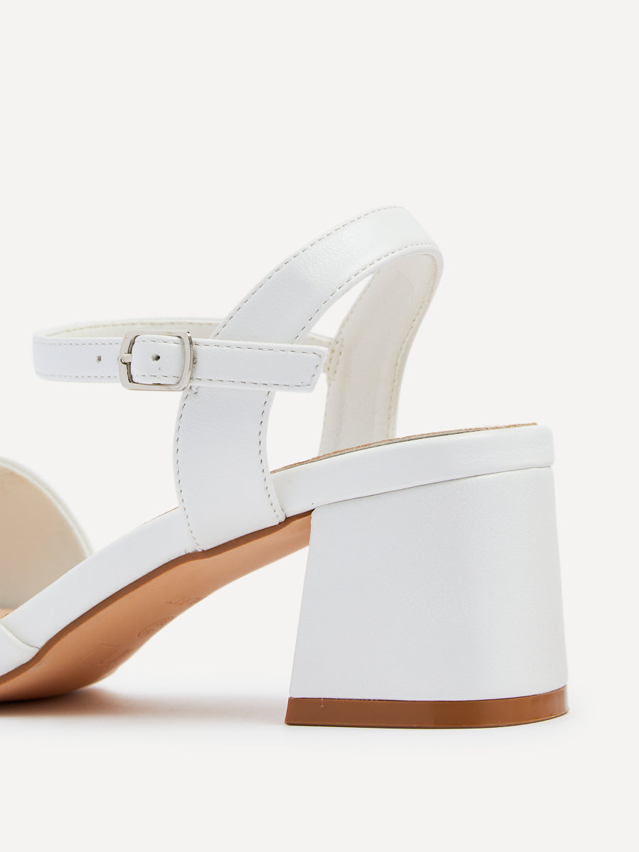 Vivian Wide Fit White Block Heel Sandals