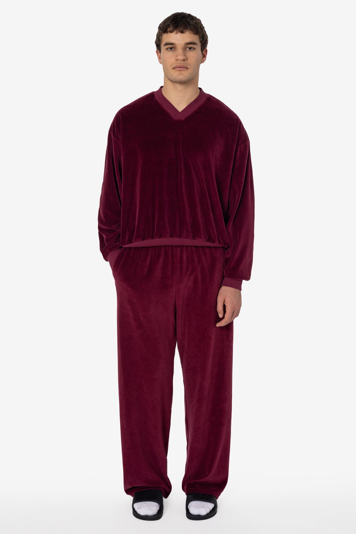 VLR56GD - Garment Dye Velour V-neck Sweatshirt