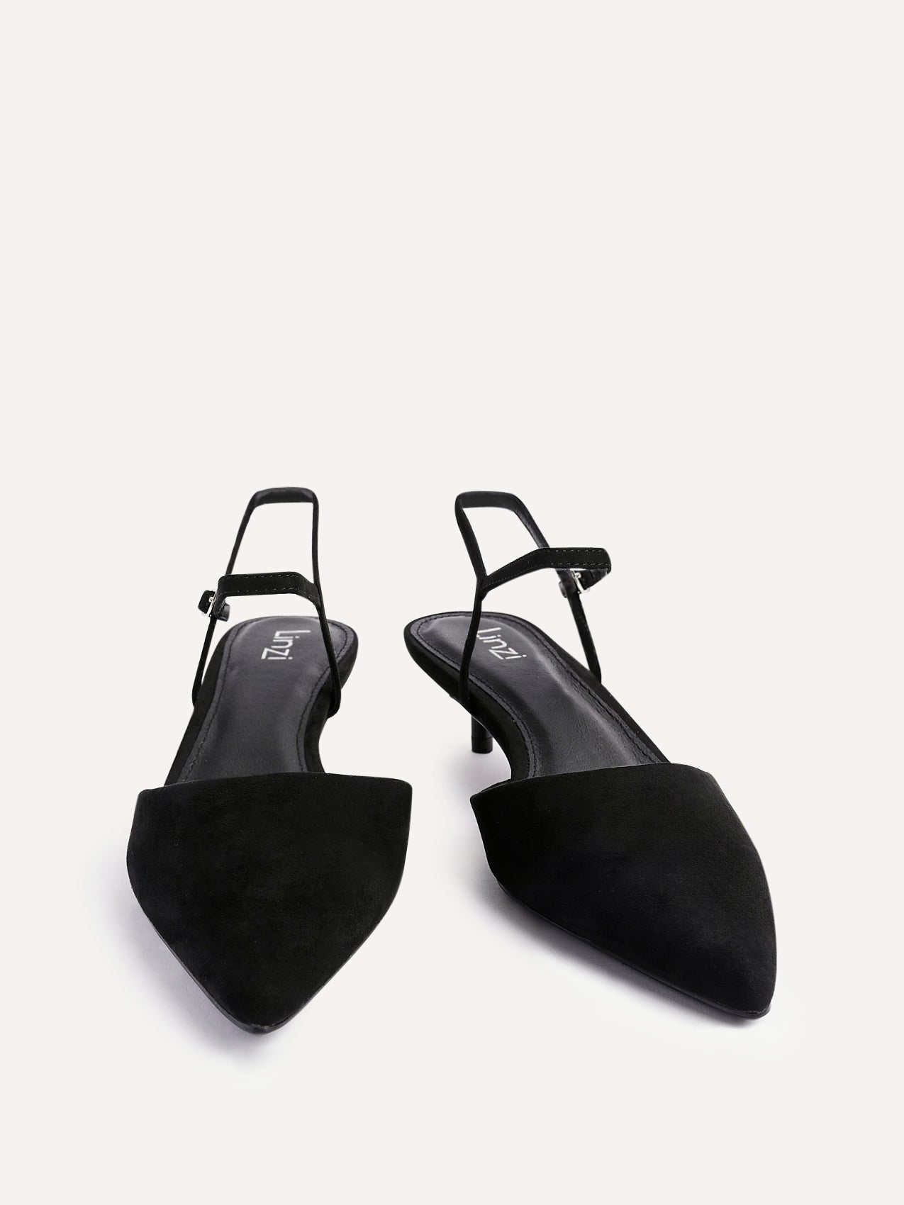 Vogue Black Faux Suede Kitten Court Heels