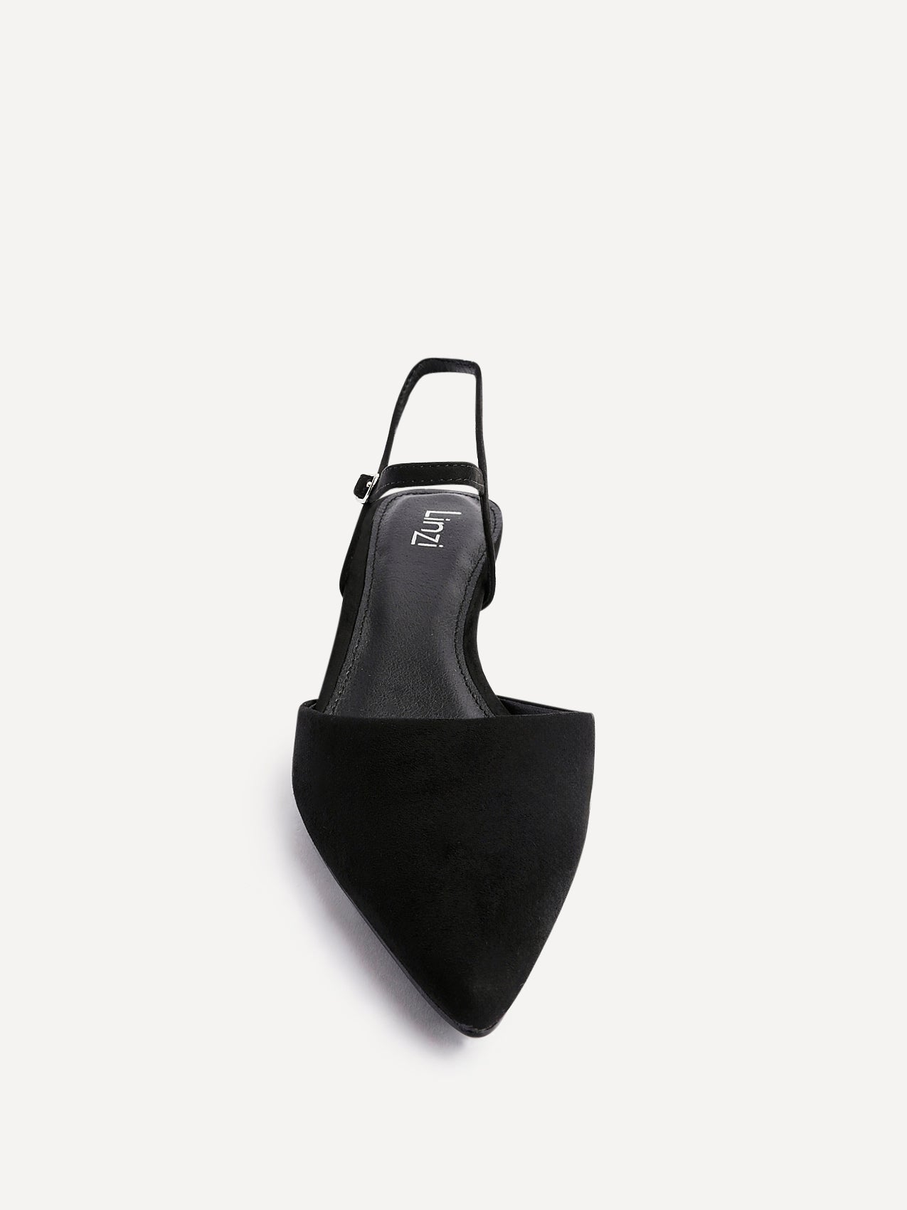 Vogue Black Faux Suede Kitten Court Heels