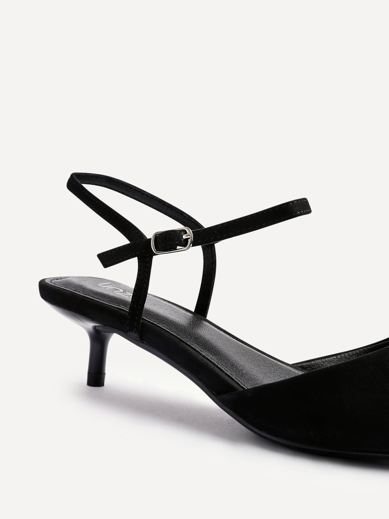 Vogue Black Faux Suede Kitten Court Heels