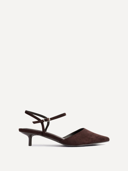 Vogue Brown Faux Suede Kitten Court Heels