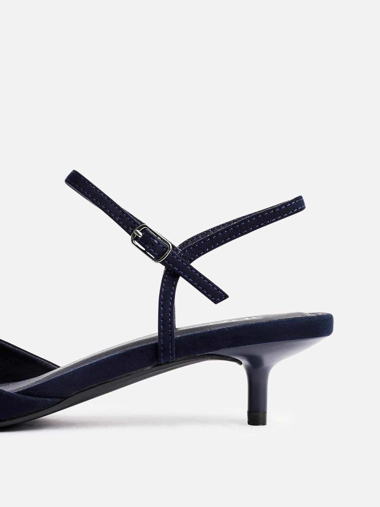 Vogue Navy Faux Suede Kitten Court Heels