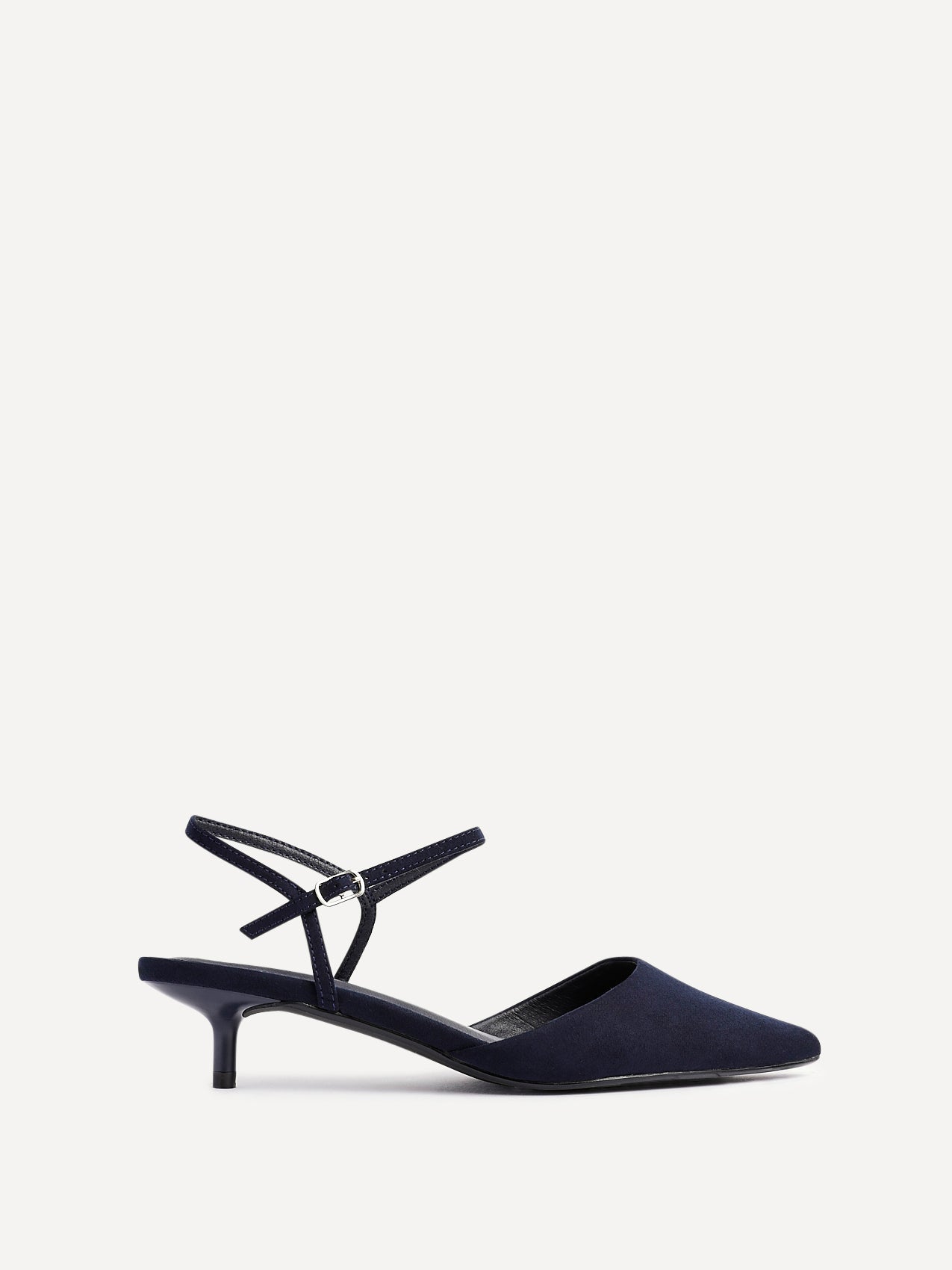 Vogue Navy Faux Suede Kitten Court Heels
