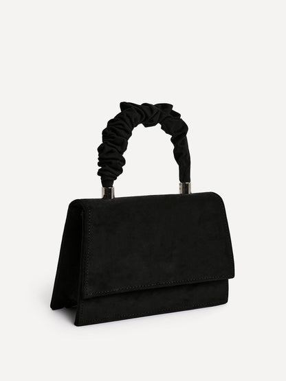 Vow Black Faux Suede Satchel Bag