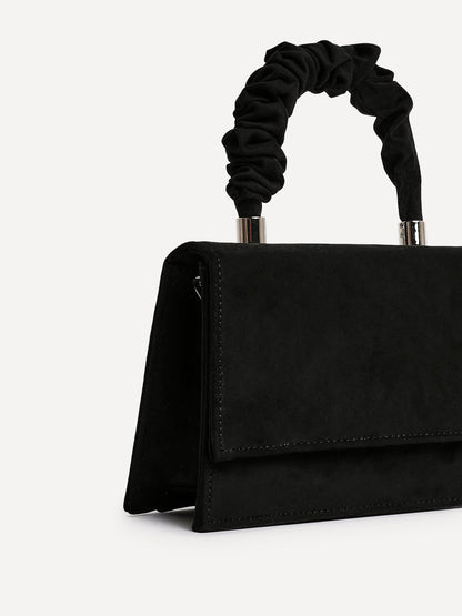 Vow Black Faux Suede Satchel Bag