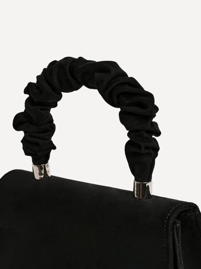 Vow Black Faux Suede Satchel Bag
