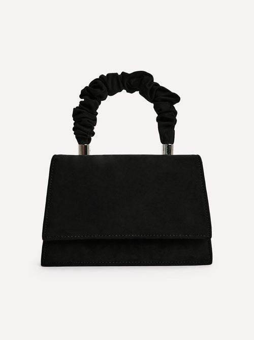 Vow Black Faux Suede Satchel Bag